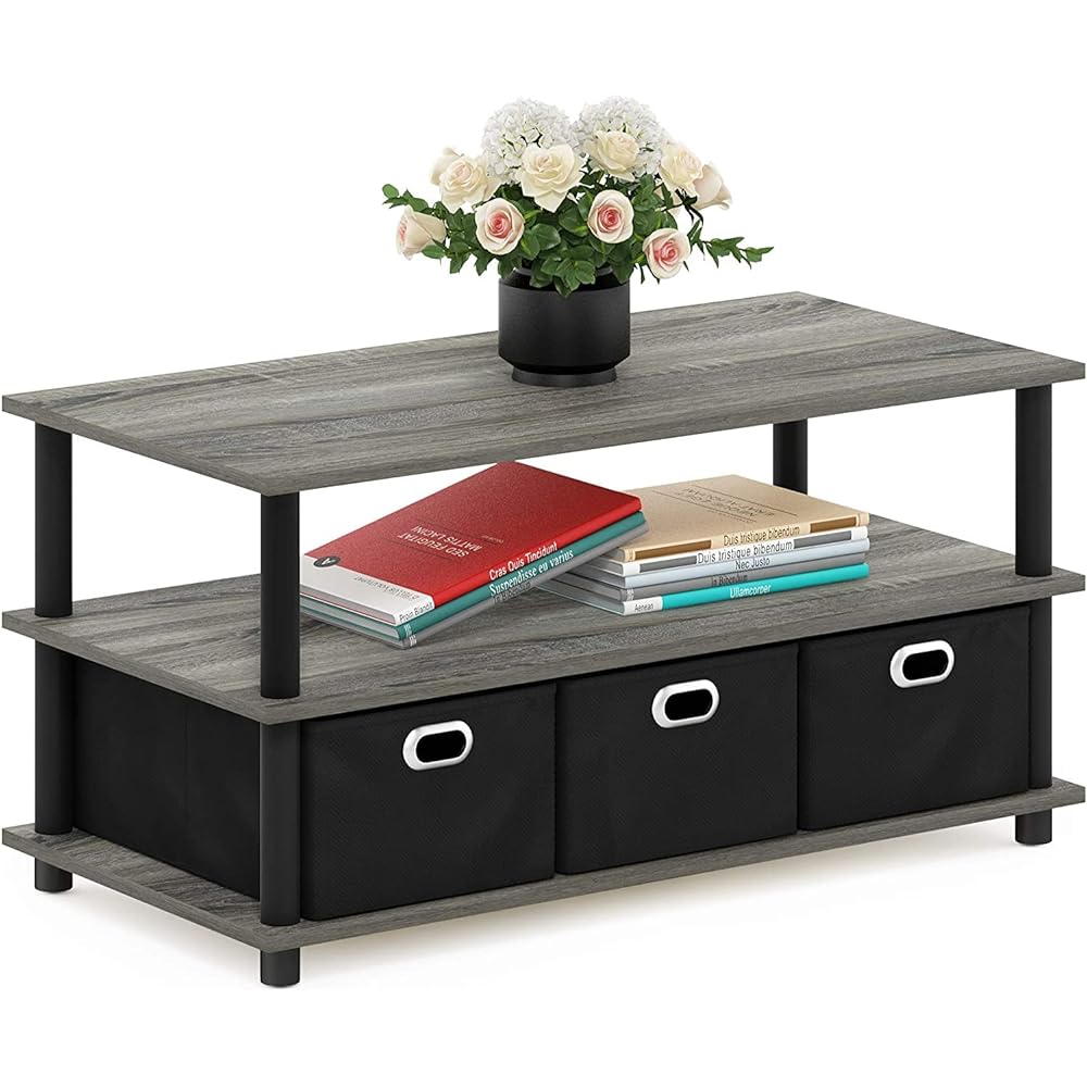 Furinno Living Table Turn-N-Tube French Oak Gray/Black/Black [Regular Japanese Import Product]