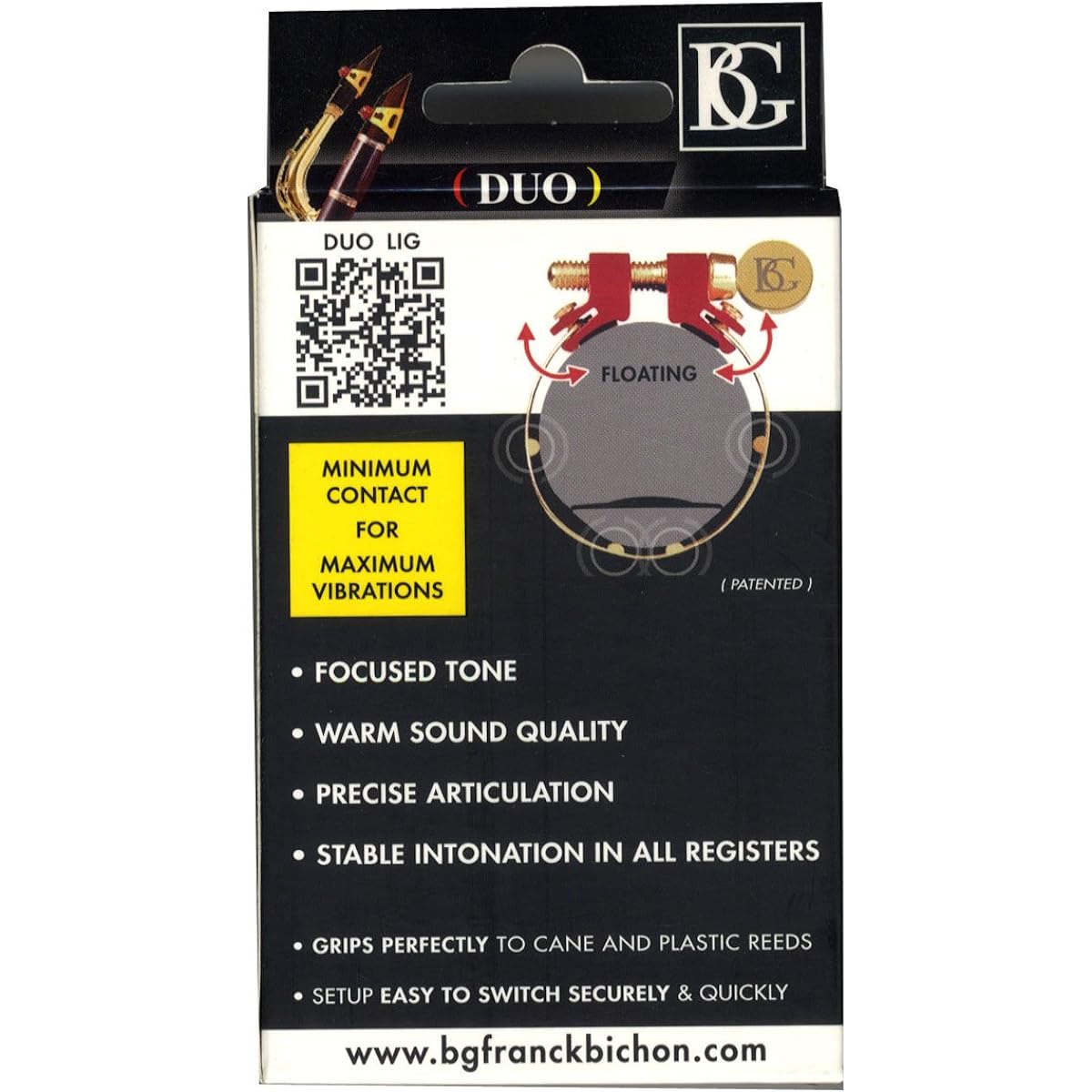 BG DUO Ligature for Clarinet Alto Saxophone Silver Plated LD