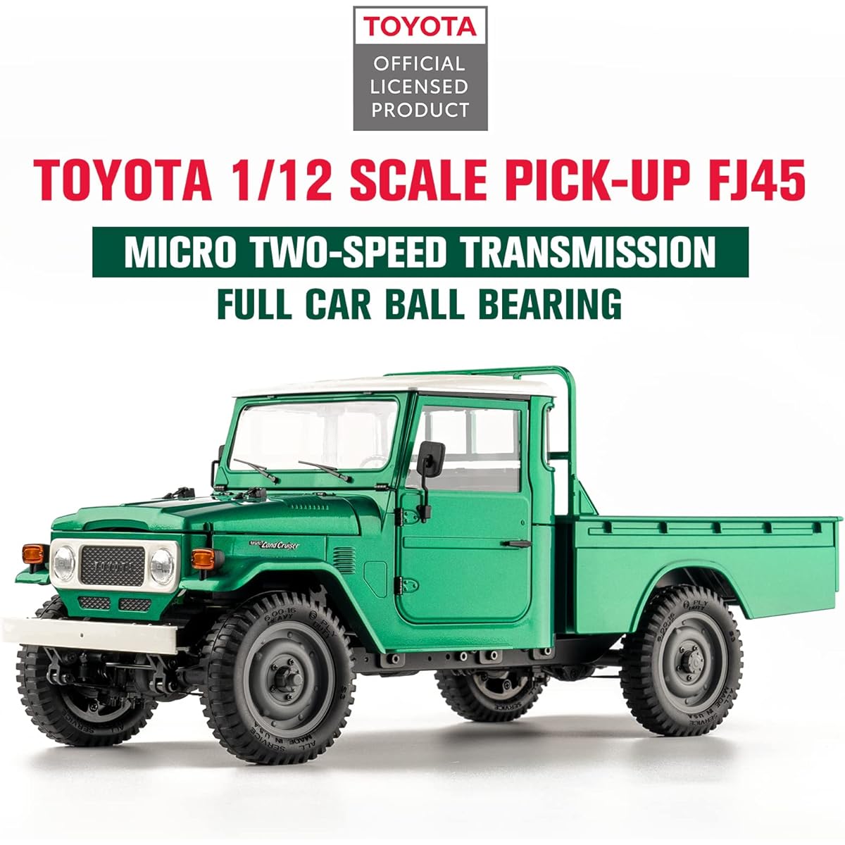 WOWRC FMS 1/12 Toyota FJ45 RC Crawler RTR Certified Pickup Truck 2 Speed Transmission Remote Control Lighting System for Kids/Beginners/Model Enthusiasts