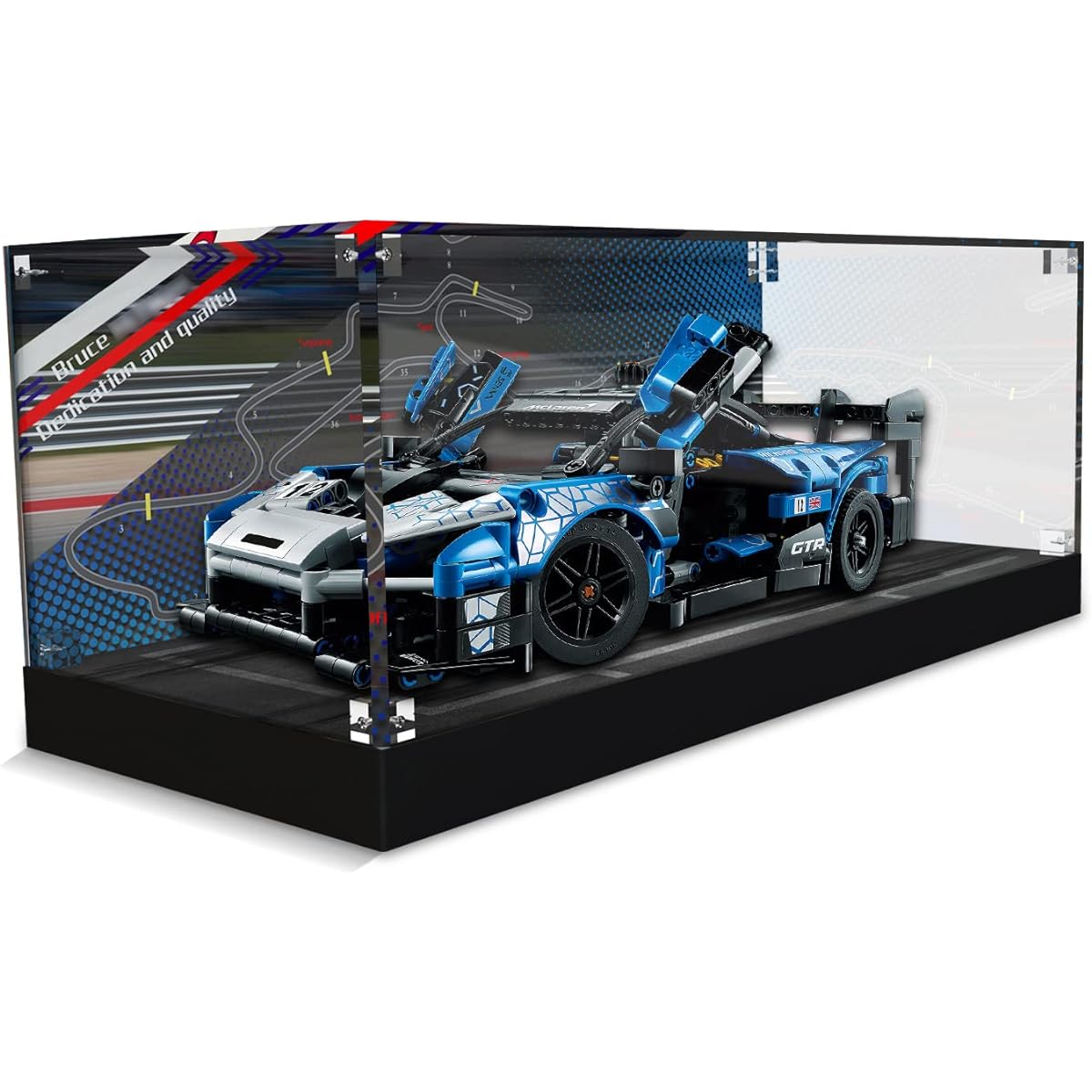 Light your bricks Acrylic Display Case for Lego Technic McLaren Senna GTR 42123 Car Building Blocks Model Set Dustproof Transparent Display Box Showcase (Model Not Included)