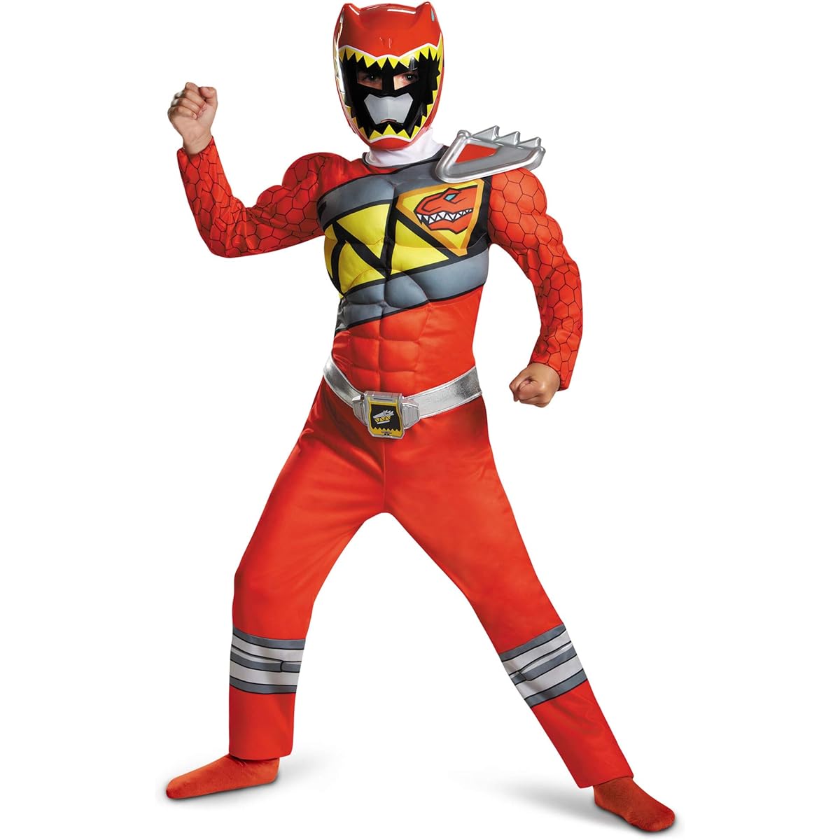 [Disguise] Power Rangers Dino Charge: Red Ranger Muscle Child Costume Power Rangers Dino Charge: Red Ranger Muscle Child Costume for Halloween Size: Small (4-6)