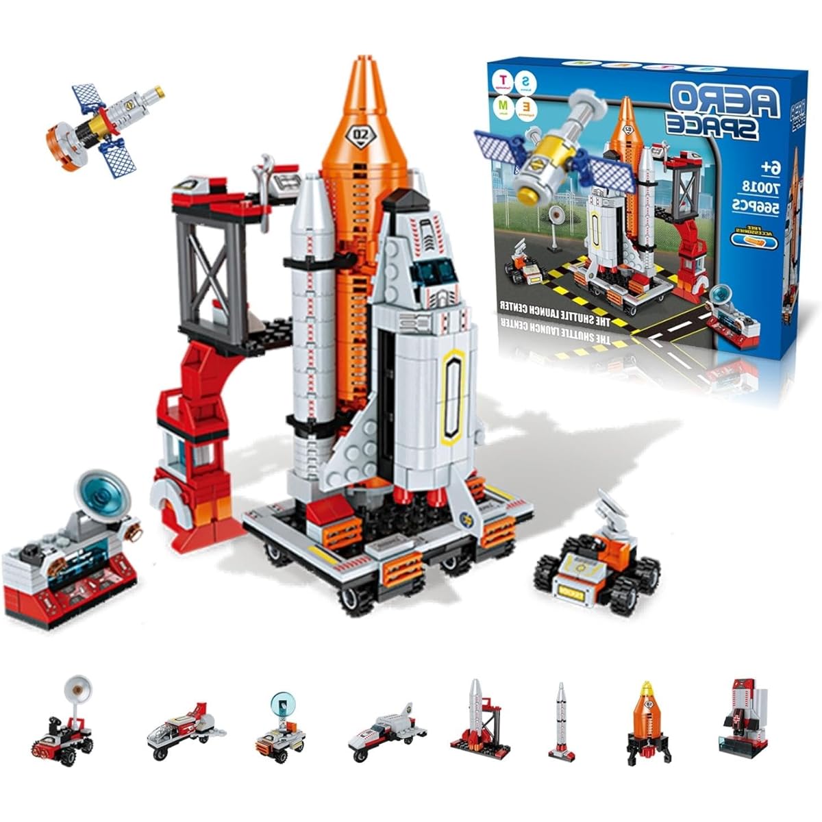 PetraFlor Space Exploration Shuttle Toy for 6 7 8 9 10 11 12 Year Old Boys 12-in-1 STEM Project Kit Aerospace Construction Kit Toy Science Kit for Kids 8-14 Years Birthday Christmas Easter Gift for Boys/Kids, 70030, white