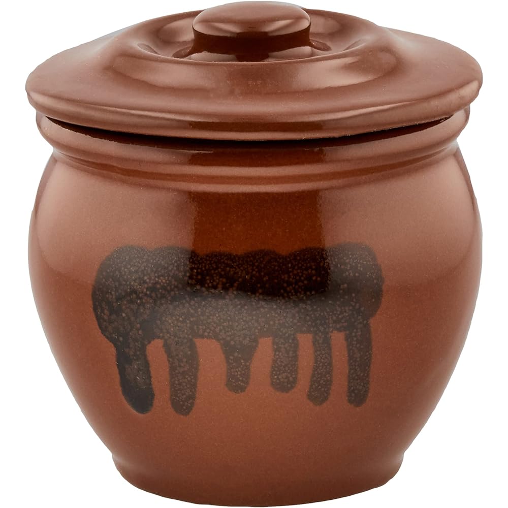 Living Pickle Container Round Kame No. 8 14.4L Ceramic Barrel Rice Bran Pickled Plum Storage Container Round Brown