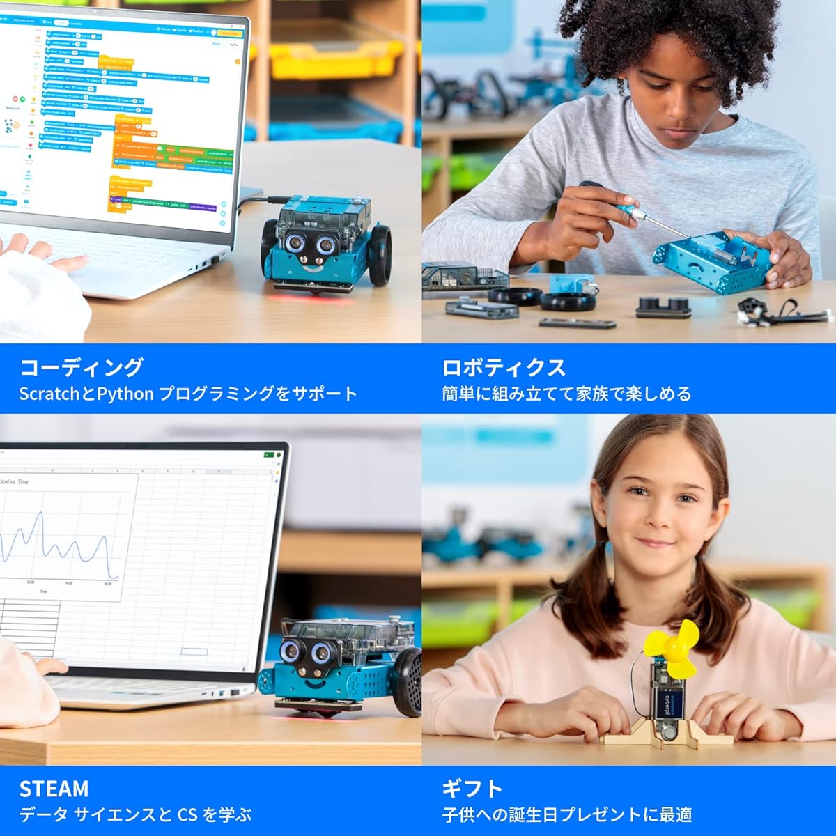 Makeblock mBot2 Programming Robot Coding for Kids Robot AI Robot Scratch Python Learning STEM Projects Building Robot Programmable Robot Learn WiFi, IoT, AI Tech, Engineering Educational App Remote Control Car for Kids Ages 8+ Gift