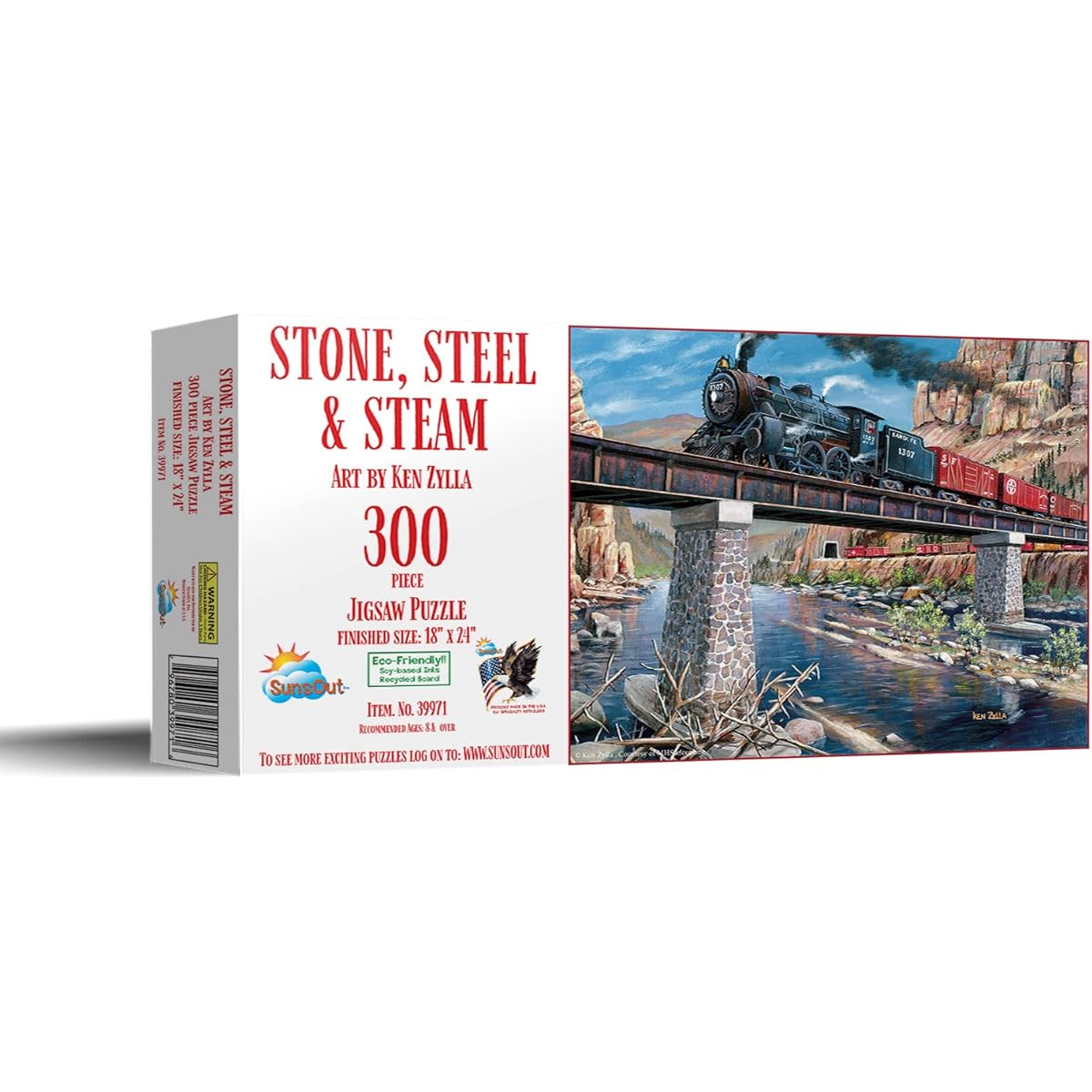 SUNSOUT INC - Stone Steel Steam - 300 Piece Jigsaw Puzzle Artist: Ken Zylla - Finished Size 18" x 24" - MPN# 39971