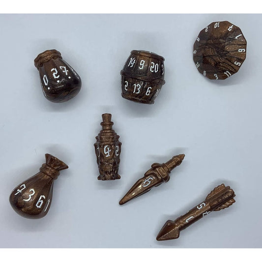 Polyhero Dice Rogue Set Top Brass Dice