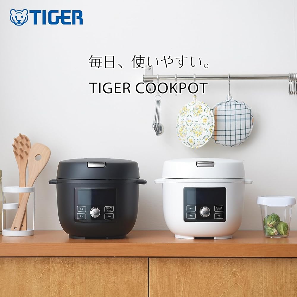 TIGER electric pressure cooker 2.2L 1 unit 10 functions auto 40 menus pressure/low temperature/anhydrous/fermentation/rice cooking/automatic cooking recipe book included matte black COK-A220KM