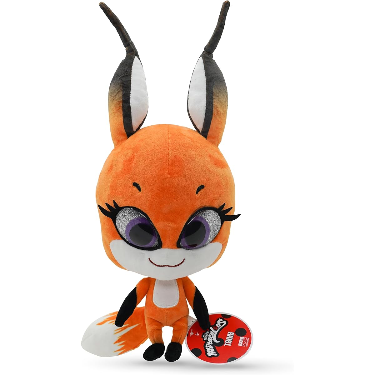 Miraculous Ladybug - Kwami Mon Ami Trixx, 9" Plush Fox Toy for Kids, Super Soft Stuffed Animal with Resin Eyes, Sparkly and Shiny, Detailed Stitched Finish (Zag Play)