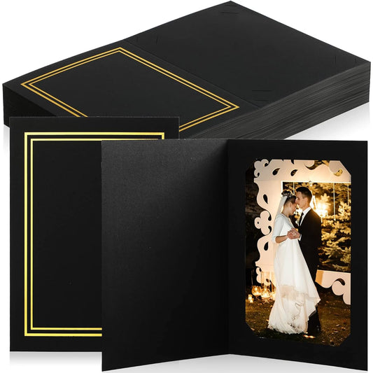 100pcs Photo Folders for 4x6 or 5x7 Inch Photos Photo Frames Note Cards Greeting Cards Cardboard Photo Frames Photo Insert Cards Photo Insert Note Cards for Portrait Event Graduation Wedding