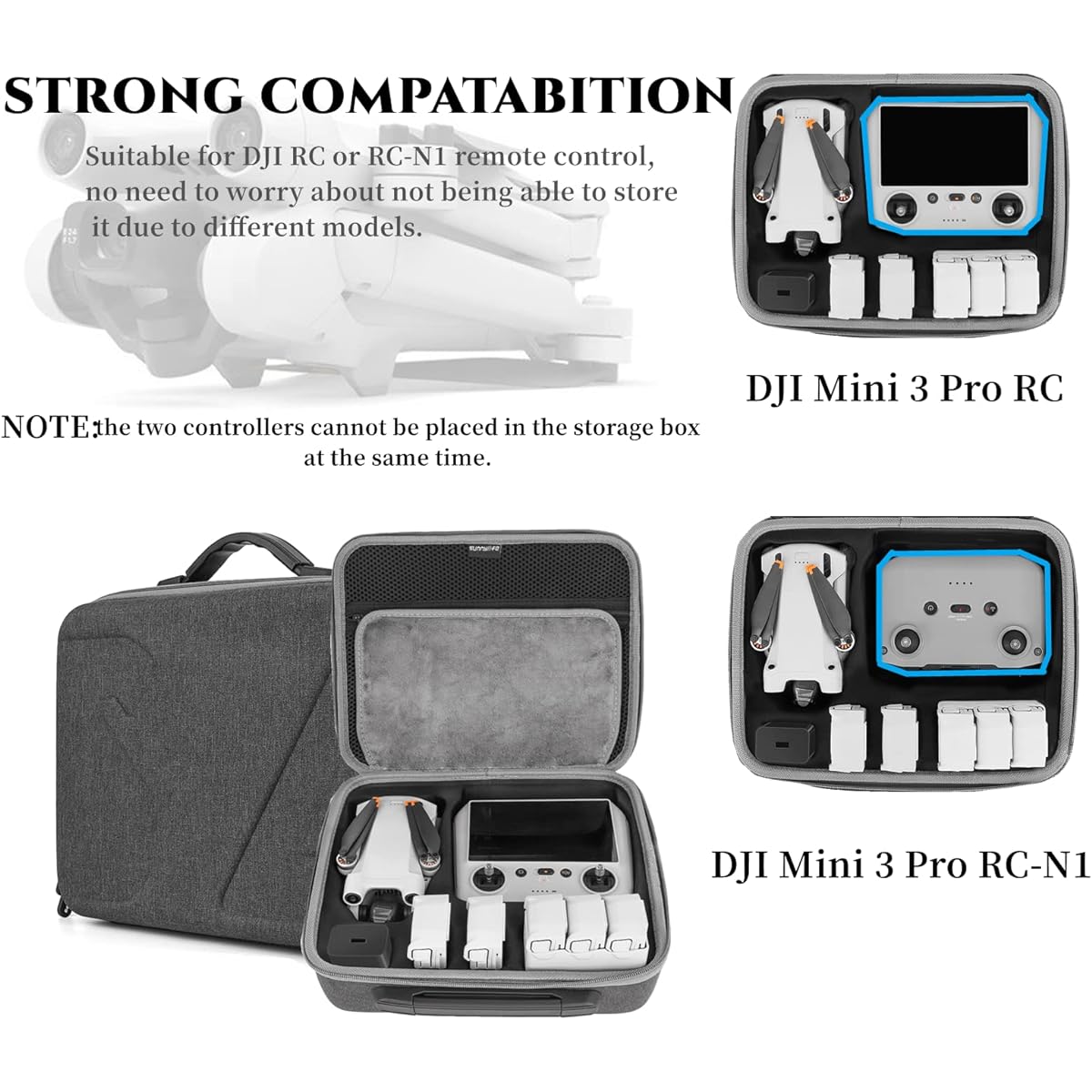 Sunnylife Mini 3 Pro Carry Case Portable Case for DJI mini 3 Pro Compatible with DJI RC or RC-N1 Controller Waterproof Large Capacity Storage Case for DJI Mini 3 Pro Accessories