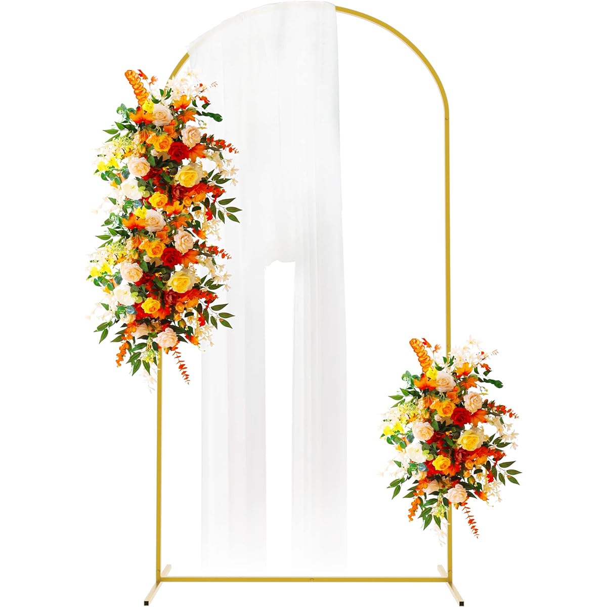 Putros 6.6ftx3.3ft Gold Metal Wedding Arch Balloon Backdrop Stand Arched Frame for Ceremony Birthday Party Anniversary Bridal Graduation Decorations