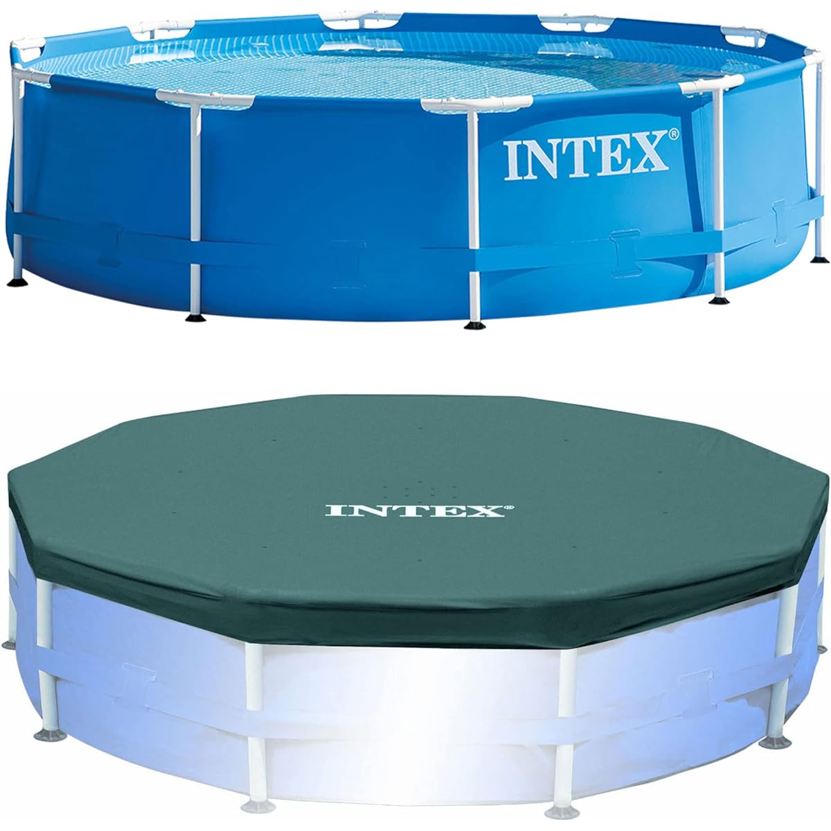 Metal Frame Above Ground Swimming Pool with 10ft Round Swimming Pool Cover