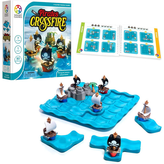 SmartGames Pirates Crossfire Board Game 80 Challenges and 4 Play Modes Ages 7+
