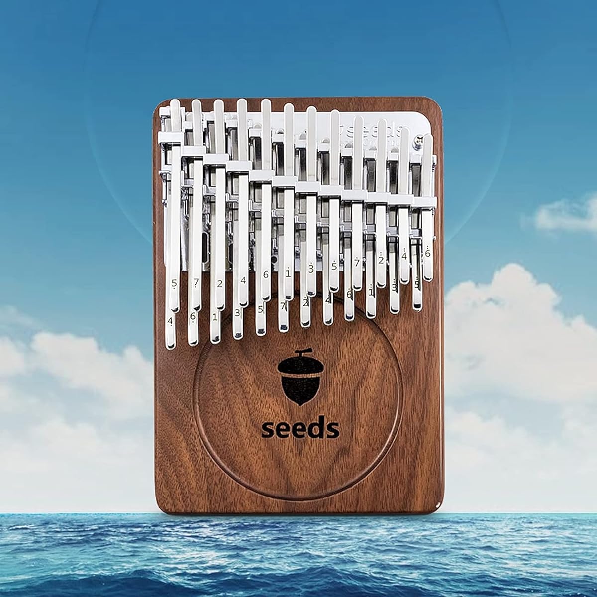 seeds Kalimba 24 Keys Lightweight Thumb Piano Beginner Set (2-Tier Walnut)