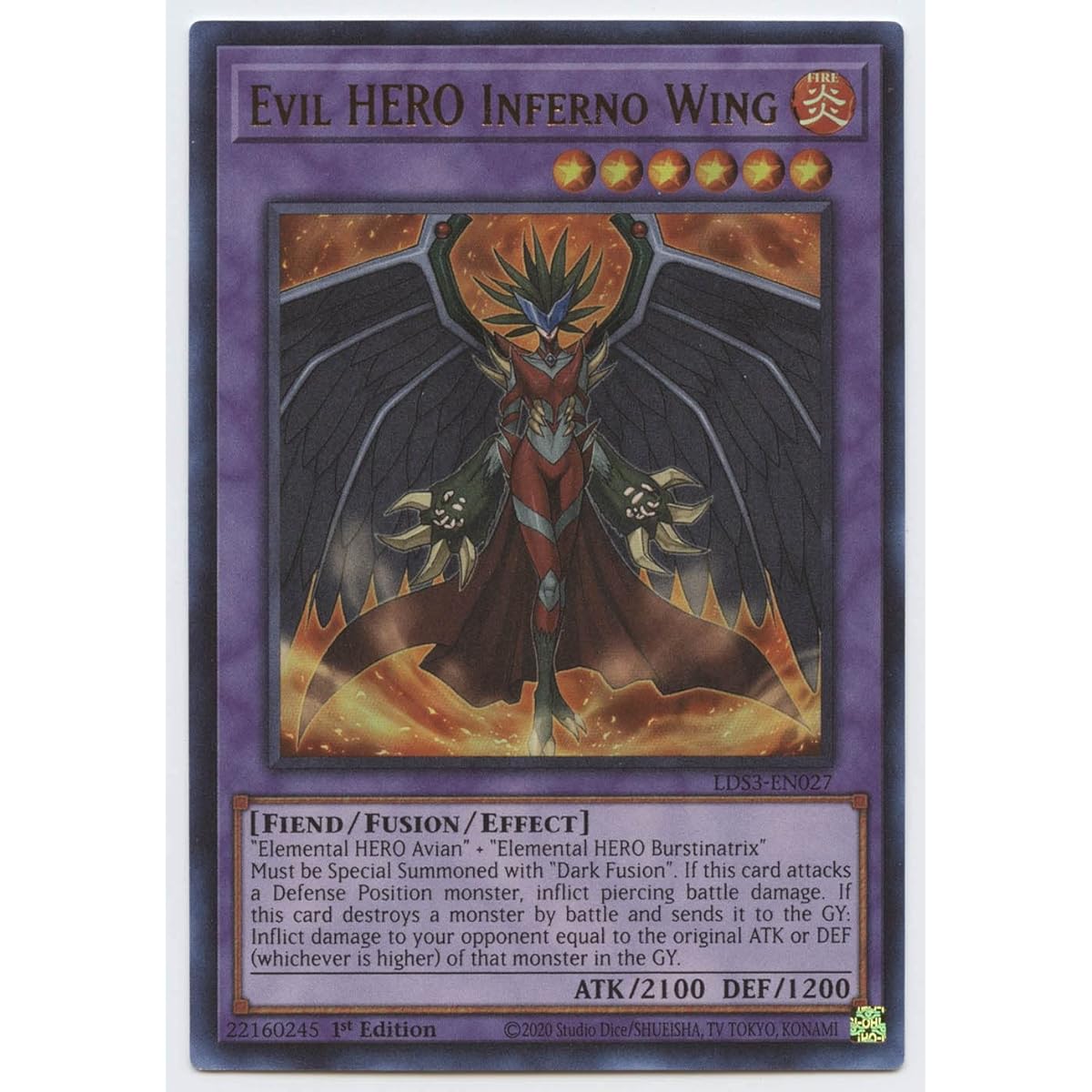 Wings of Evil Hero Inferno - LDS3-EN027 - Ultra Rare - 1st Edition