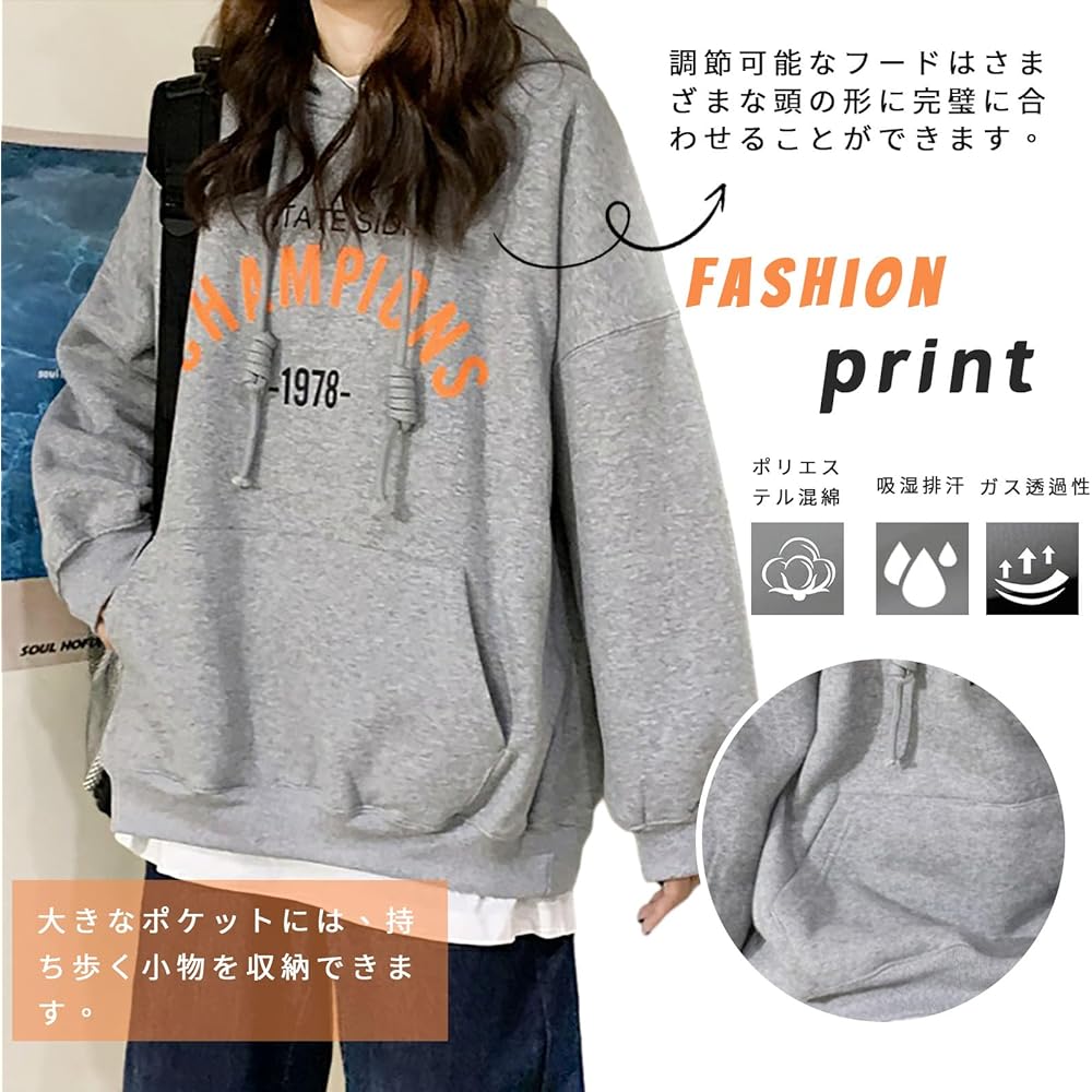 [Narebualo Cietupoop] Women's Parka, Pullover Top, Crew Neck, Long Sleeve, Puff Sleeve, English, Embroidery Pattern, Plain, Cold Protection, Thick, Thin, Cute, Large Size, Loose, Casual, Simple, Fashionable, Office, Commuting, Spring, Autumn, Winter