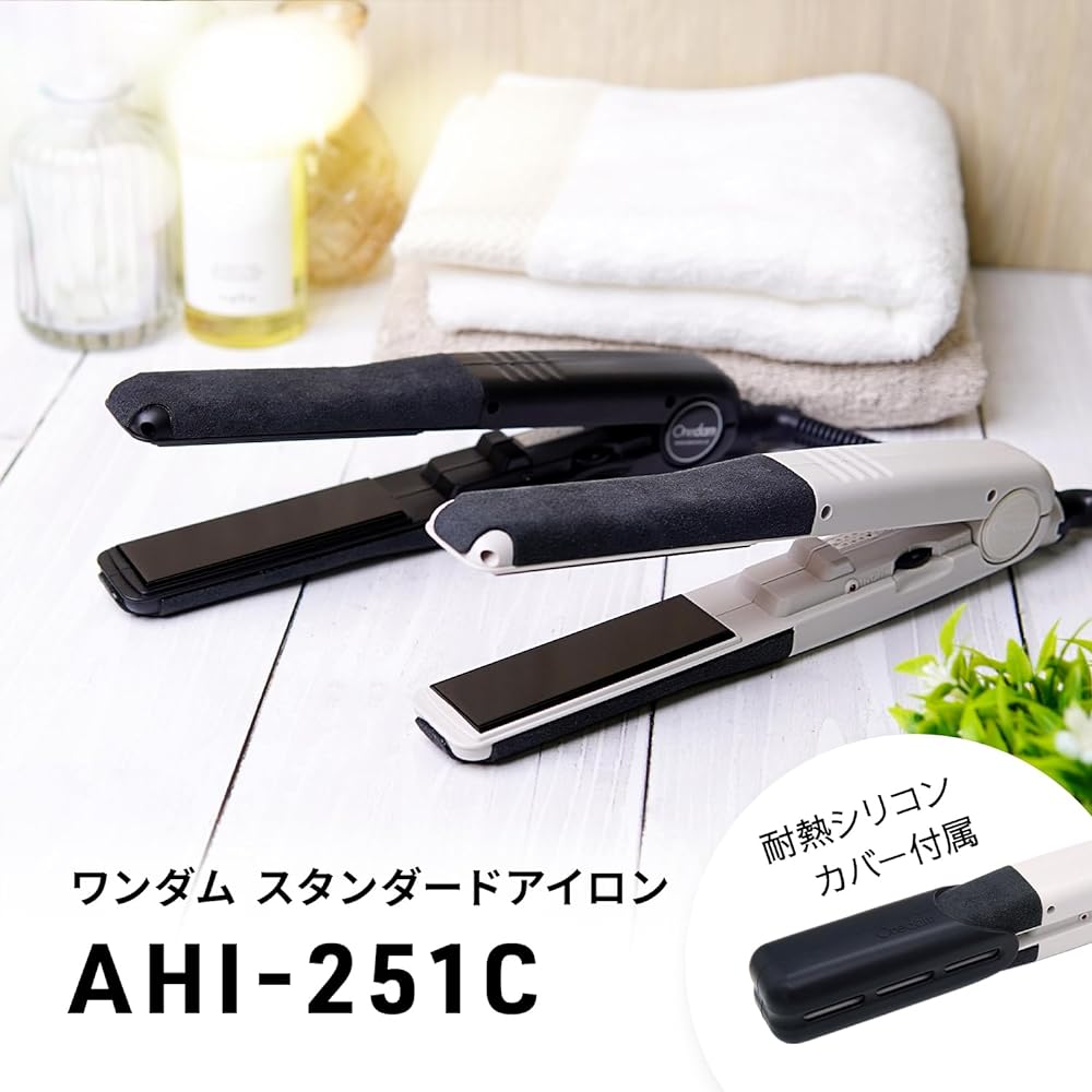 Onedom General Straight Iron 25mm Bangs Fluffy Curls Korean Mash Wolf 60℃~200℃ BiB Infrared Plate Automatic Power Off Silicone Cover Included AHI-251C (Black)