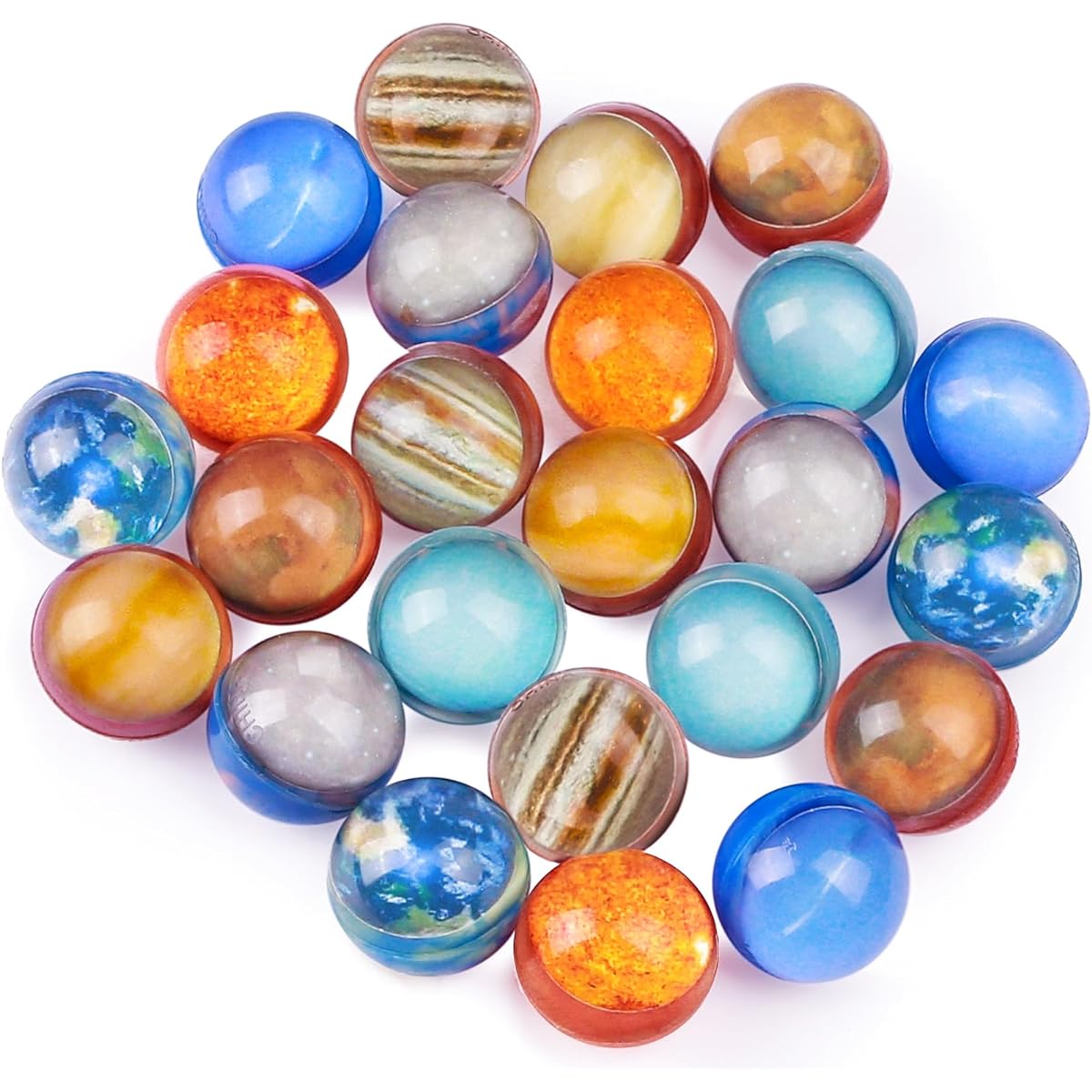 Ecoofor Bouncy Balls for Kids, 24 Pieces 32mm Planet Bouncy Balls, Kids Birthday Party Favors