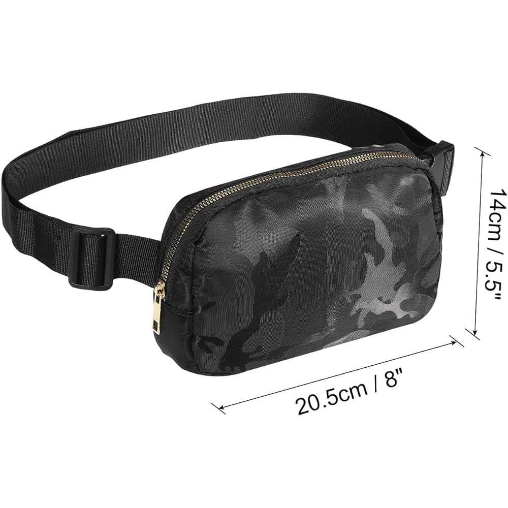 PATIKIL Fanny Pack Waterproof Belt Bag Men & Women Adjustable Crossbody Bag Waist Bag for Running Travel Workout Camo Black
