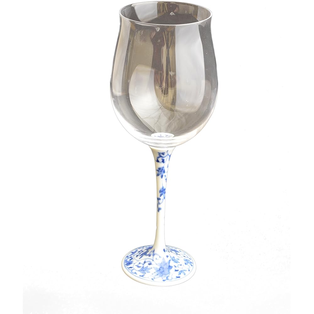 Toyo Ceramics Arita Roman Glass High Leg Wine Glass Small Red Cherry Blossom