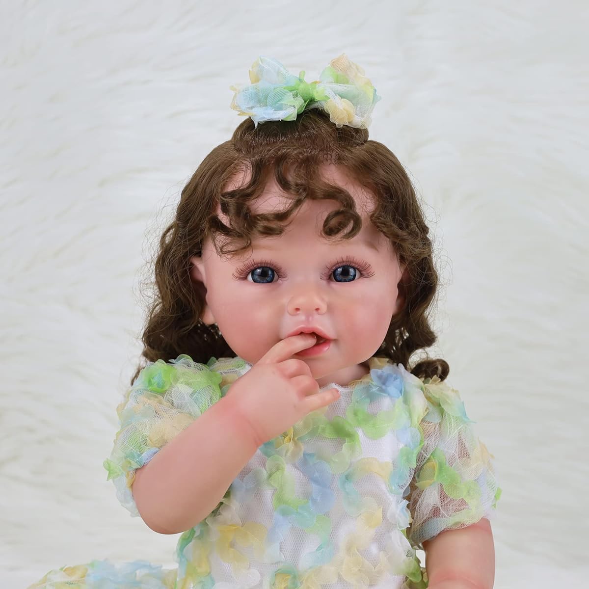 PLAYSKY 22" Realistic Newborn Baby Doll Reborn Baby Doll Girl Full Body Silicone (Green, 22")