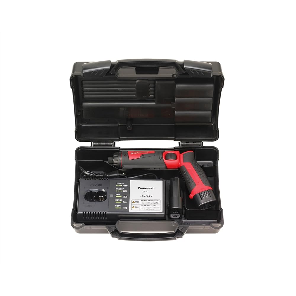 Panasonic Charging Stick Driver EZ7421 (7.2V) High Precision Compact ~M5 Equipped with wide LED for hand use 1.5Ah battery pack x 2, charger and case included Drill Driver Red EZ7421LA2S-R
