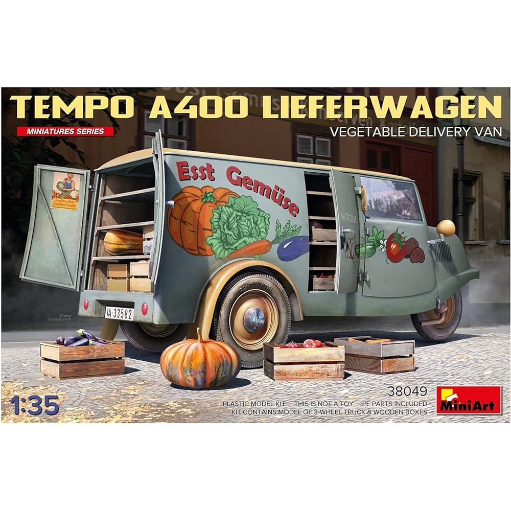 Miniart 1/35 Tempo A400 Leafer Wagen Vegetable Delivery Van Plastic Model MA38049