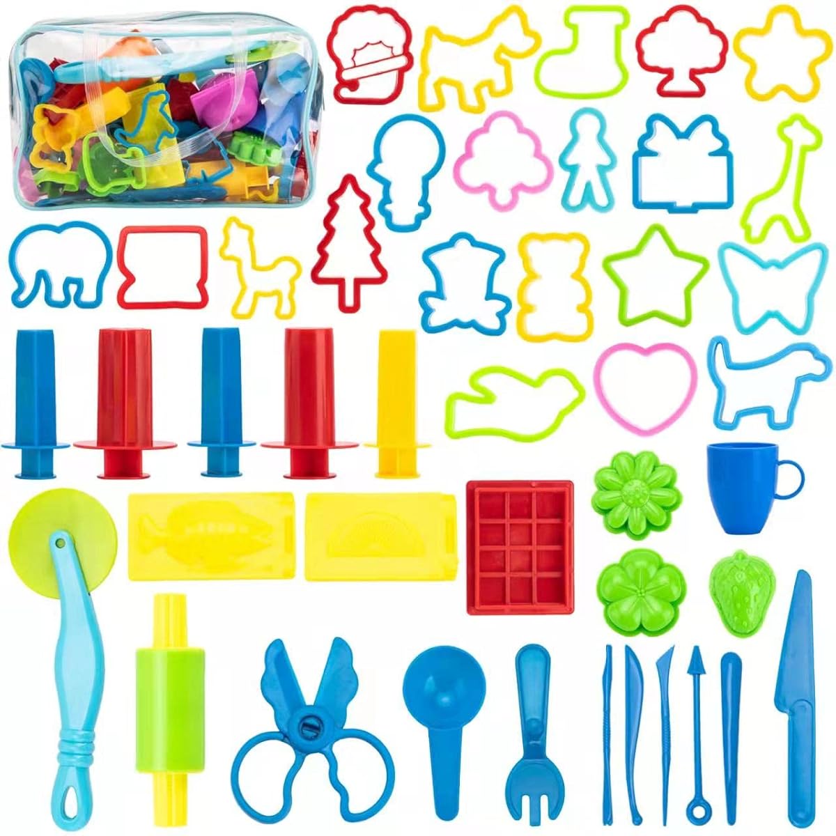 Maykid Play Dough Tools for Kids 46 Piece Playdough Tool Kit with Clay Accessory Molds, Roller Cutter, Scissors and Storage Bag