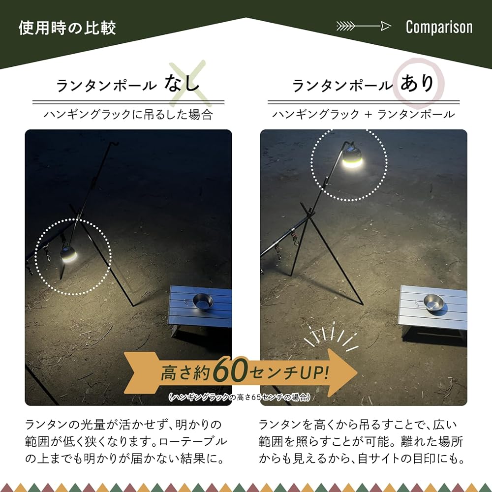Mt.Makino Lantern stand that can be attached to a hanging rack Lantern pole Split type Lightweight Compact Solo camp Hanger