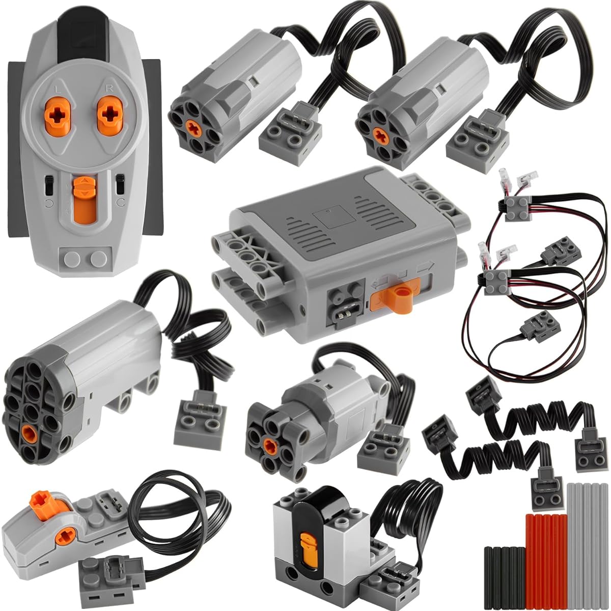 TEESE 27 Piece Technic Electric Toy Set with Remote Control Receiver, Battery Box, Switch, Light Cable, Compatible with Lego Technic Parts