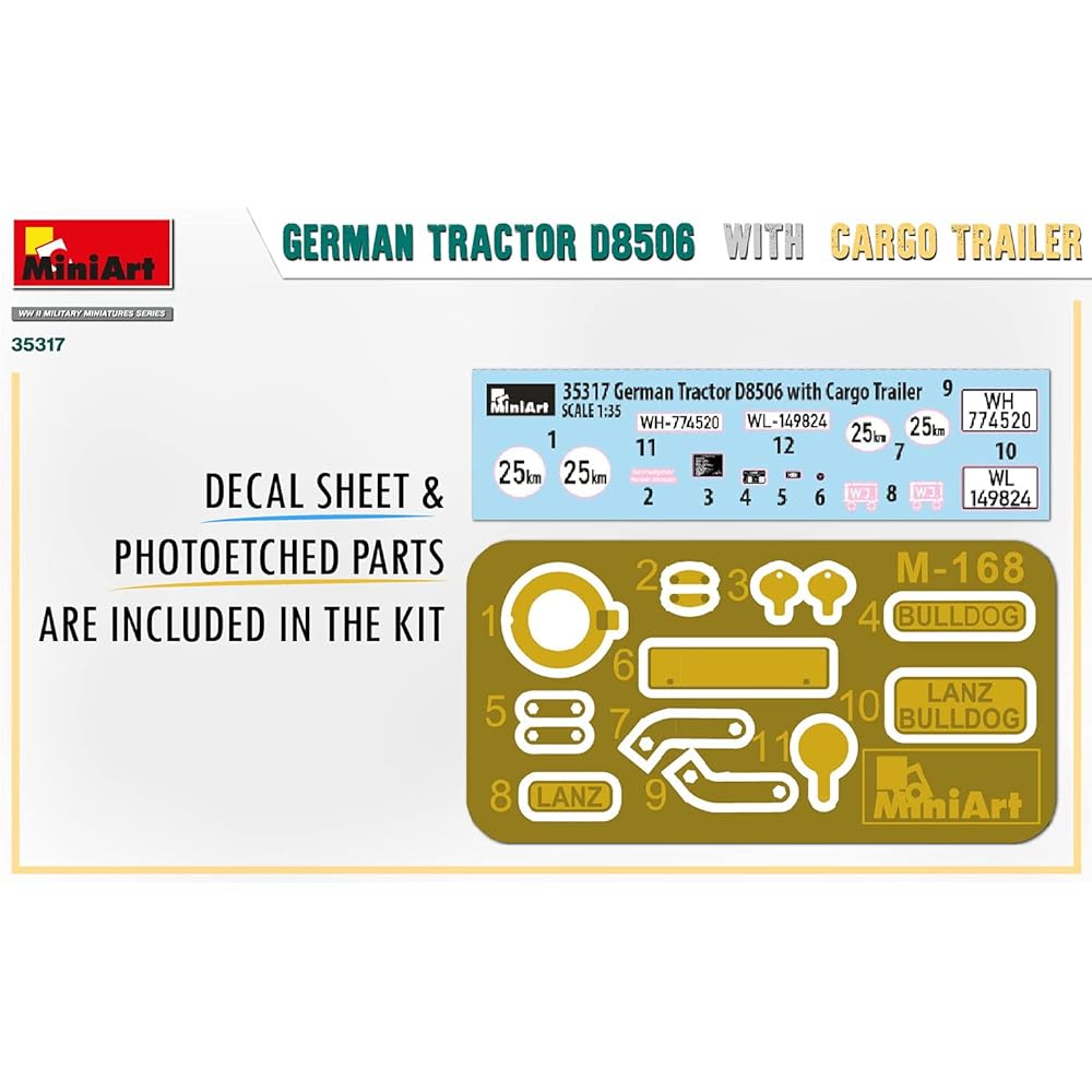 Miniart 1/35 German Tractor D8506 with Cargo Trailer Plastic Model MA35317
