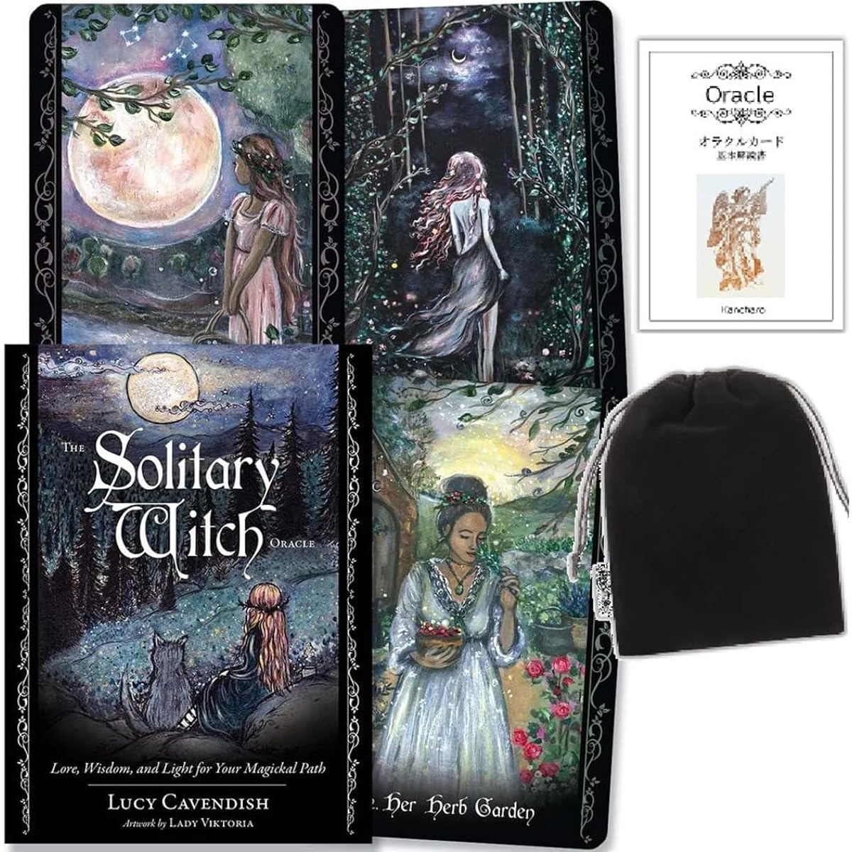 Kancharo Oracle Cards 45 Pieces Tarot Fortune Telling [The Solitary Witch Oracle] Japanese Oracle Cards Basic Instructions & Pouch Included (Genuine Product)