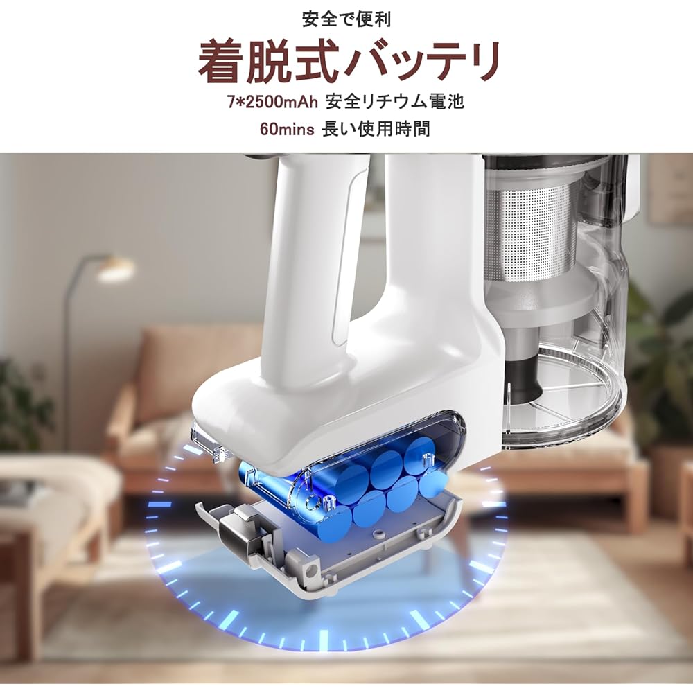 SMARTAI Cordless Vacuum Cleaner 33Kpa Strong Suction 2 LCD Touch Displays Dust Detector and Automatic Adjustment Suction Stick Vacuum Cleaner Lightweight Free Standing Up to 60 Minutes Continuous Operation 1.3L Large Capacity Dust Cup 6 Stage Filter Syst