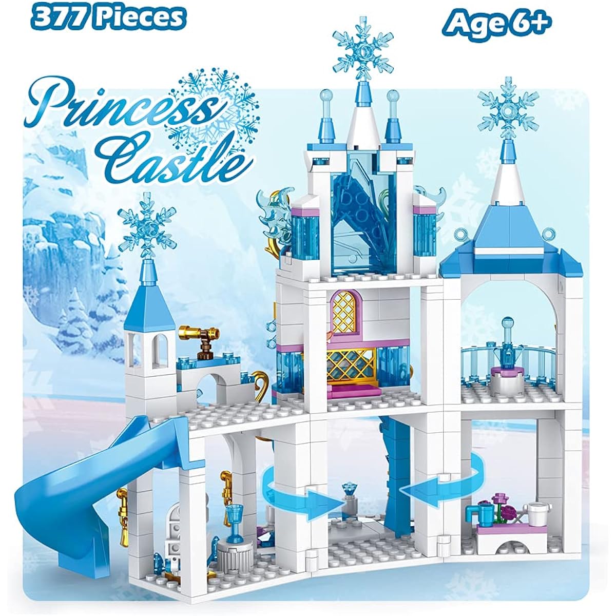 LEYI Dream Castle Building Blocks Toys for Girls 377 Pieces Ice Princess Castle Construction Toy Set Snow Castle Building Blocks Toys for Kids Christmas Birthday Gifts