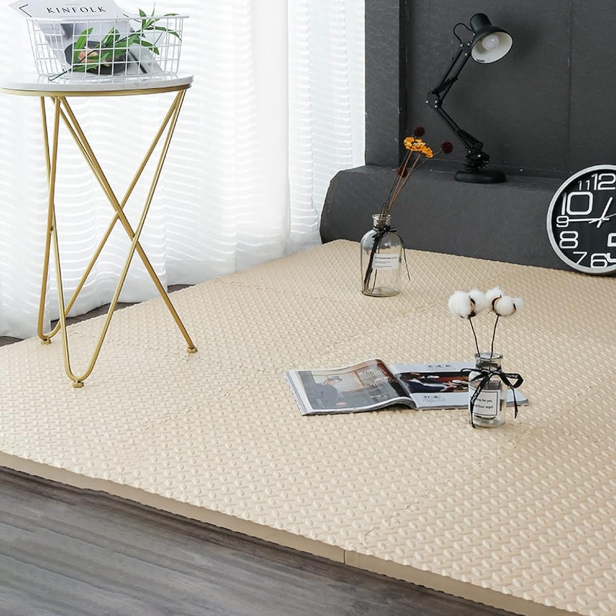 Joint mat, 3 tatami mats, large size, 60cm, 30cm, 30*30*2.5cm*24, EVA, soundproof, scratch-resistant, easy to clean, heat-retaining, water-resistant, lightweight, joint mat, baby, color, play mat, puzzle mat, cushion mat, gray, telework, at home