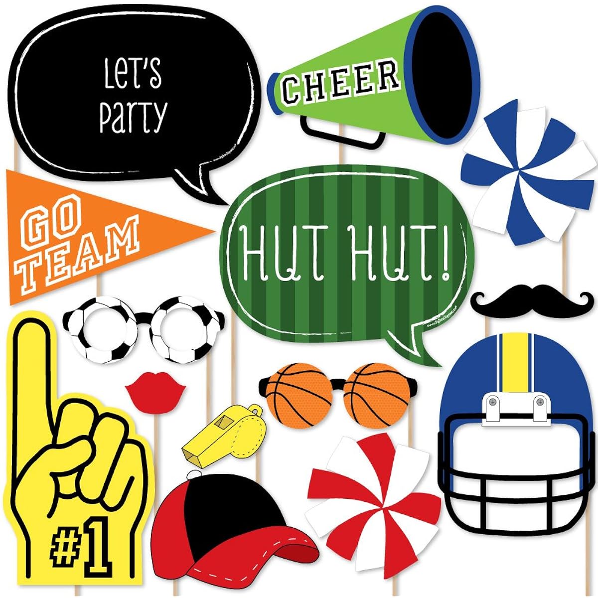 Sports Party - Photo Booth Props Kit - 20 Count