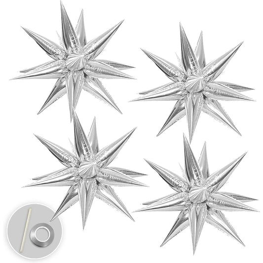 50 silver foil star balloons.