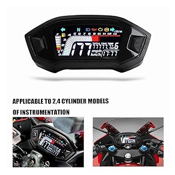 LED Indicator Odometer Optional Backlight Tachometer Dashboard Motorcycle Digital Panel Universal Bicycle Speedometer Odometer for 1, 2, 4 Cylinder