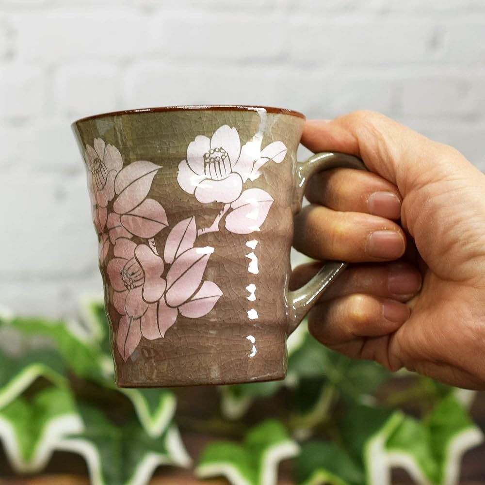 Kutani ware pottery pair mug Ginsai Sanchahana AK4-0955