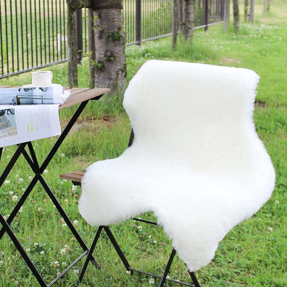 Shearling Rug Natural New Zealand Short Hair 1 Animal Rug Ivory 60 x 90cm Washable NFOIV1