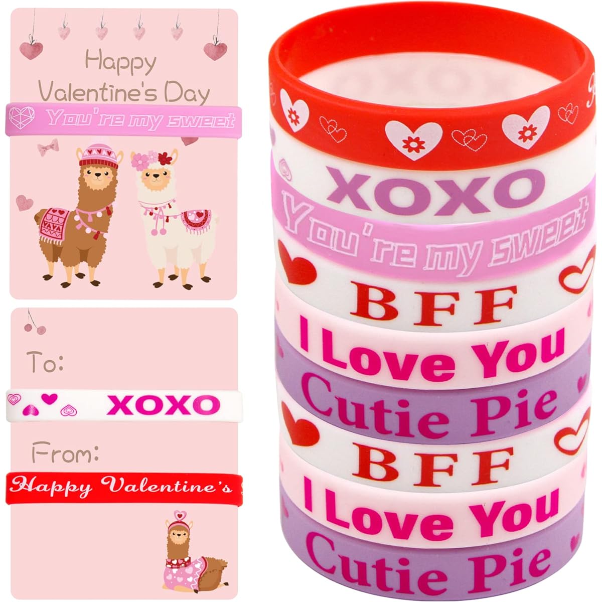 ceiba tree Valentine's Day Gifts for Kids, Classroom Rubber Bracelets, 36pcs, Valentine's Day Cards, Bulk Purchase, School, Class Exchange, Silicone Wristbands, Valentine's Party, Souvenirs, Toddlers