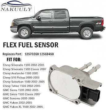 Flex Fuel Composition Sensor Replacement for Chevrolet S10 2000-2003 Chevrolet Tahoe Silverado 1500 2002-2005 GMC Sierra 1500 Yukon 2002 2003 2004 2005 12570260 12568450