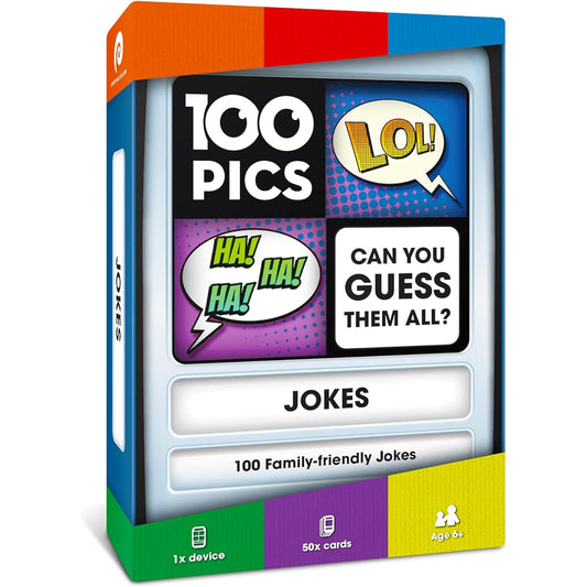 100 PICS Joke Travel Game - Family Brain Teaser Pocket Puzzle for Kids and Adults