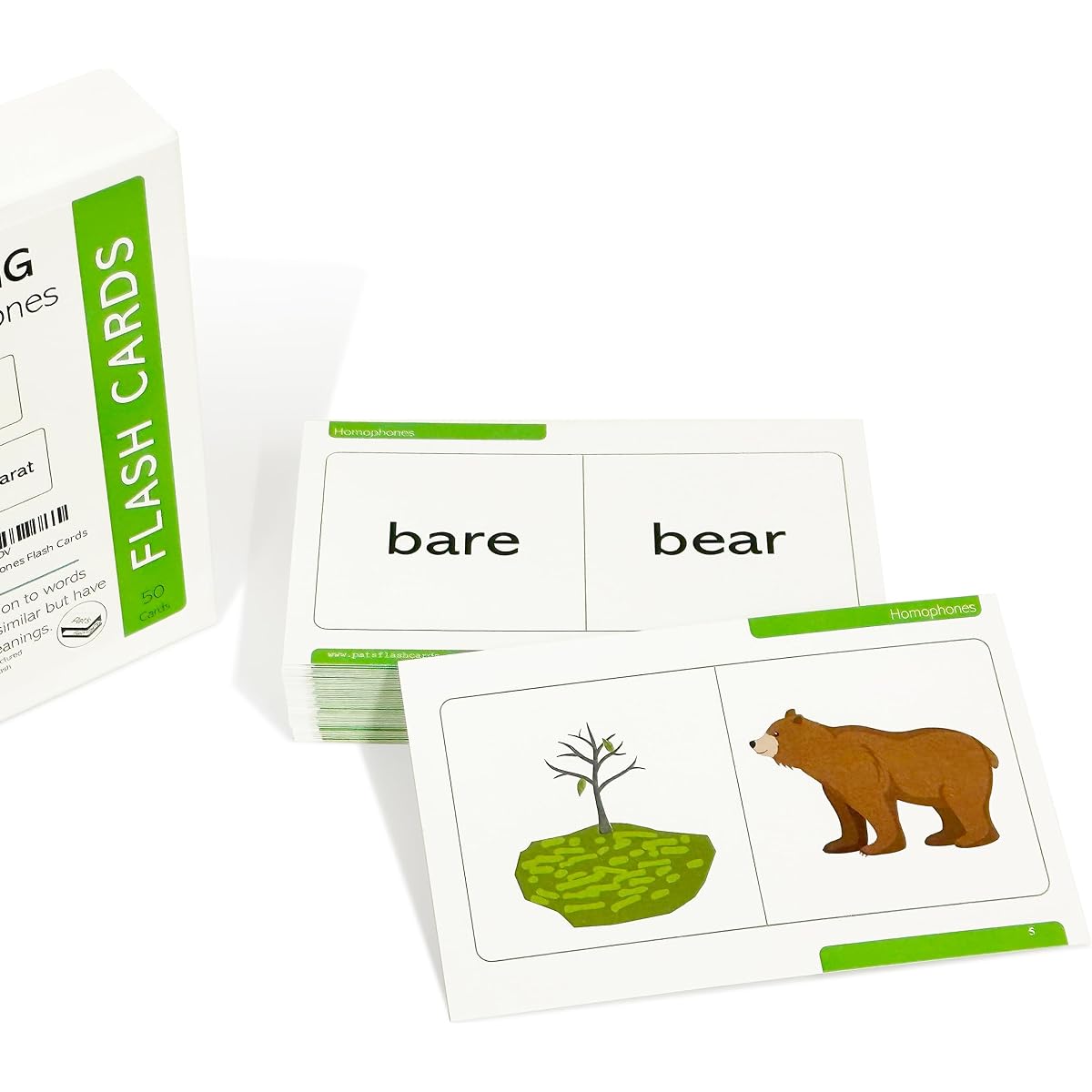 English Homophones Flash Cards 50 Sheets