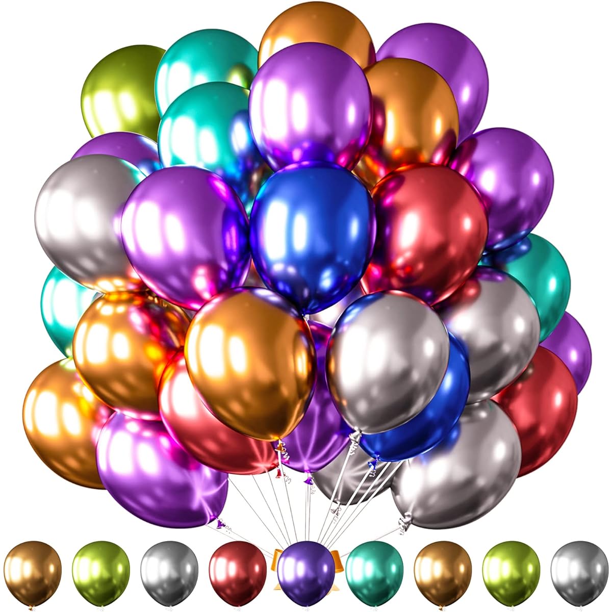 BBeiPulas Metallic Balloons Multicolor 60 Pieces 12 Inch
