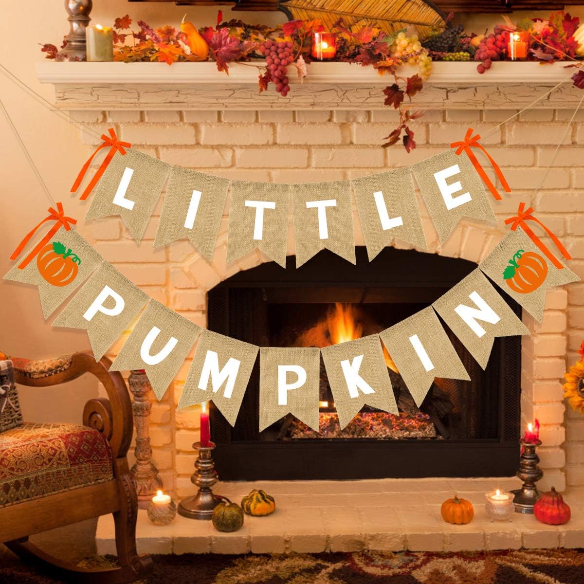 Jute Burlap Tiny Pumpkin Banner Little Pumpkin Baby Shower Decorations Fall Pumpkin Banner Pumpkin Theme Baby Shower Party Decorations
