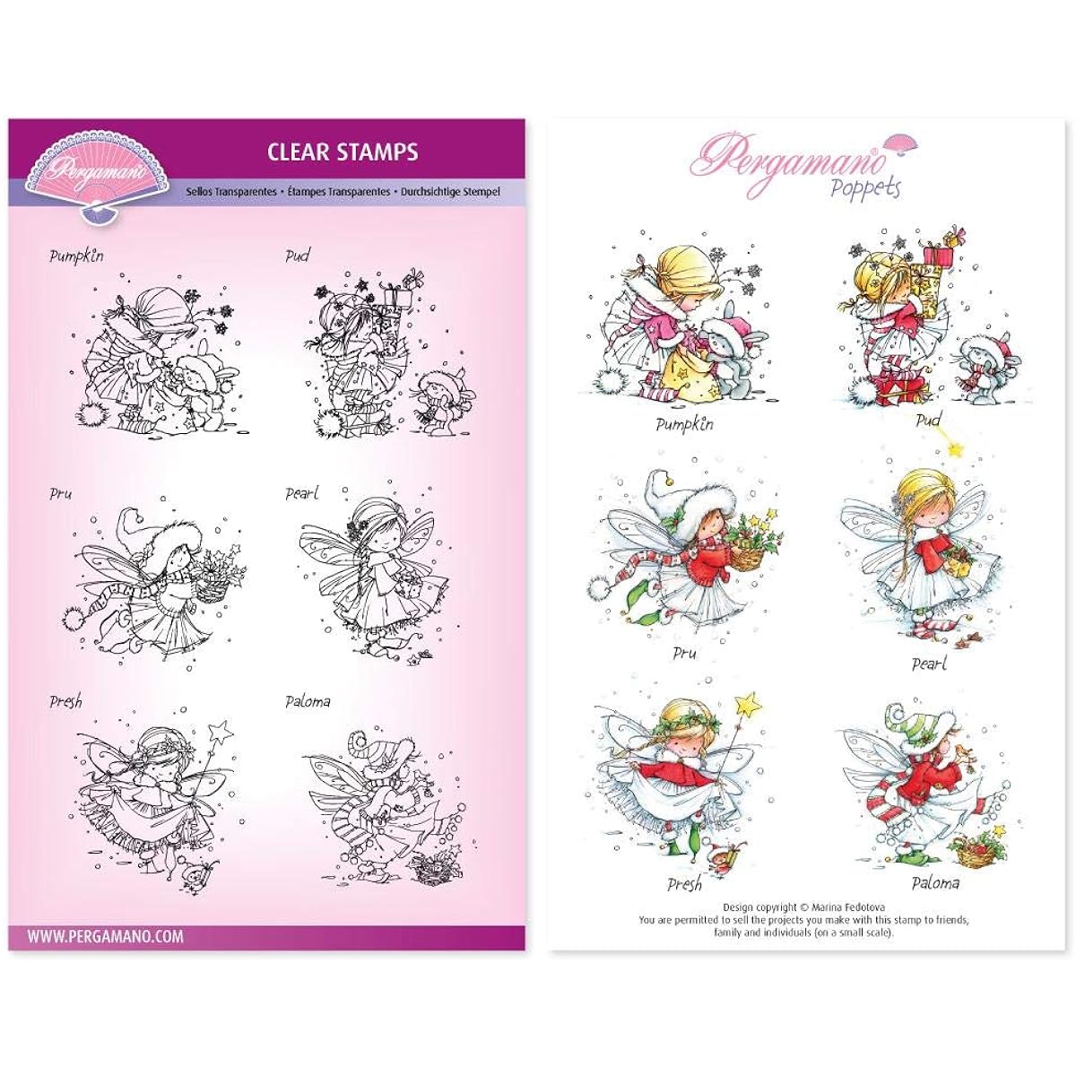 Pergamano Christmas Mini Fairy Stamp Collection - Artwork by Marina Fedotova