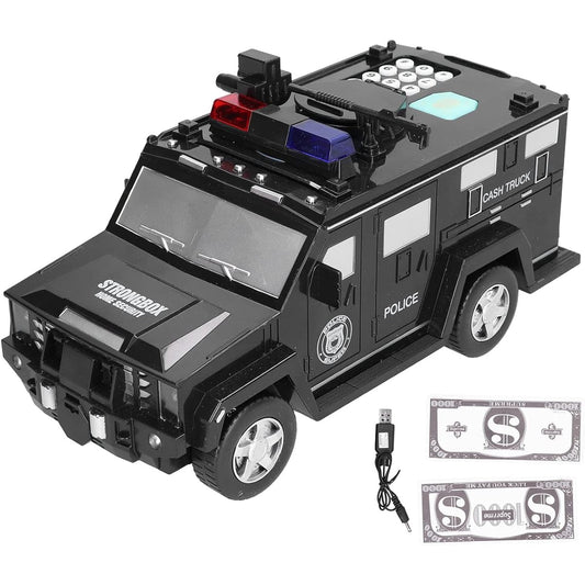 Armored Car Money Piggy Bank Password Cash Bank Gifts for Girls and Boys Birthday Christmas Home Decoration Coin Storage Decorative Ornaments