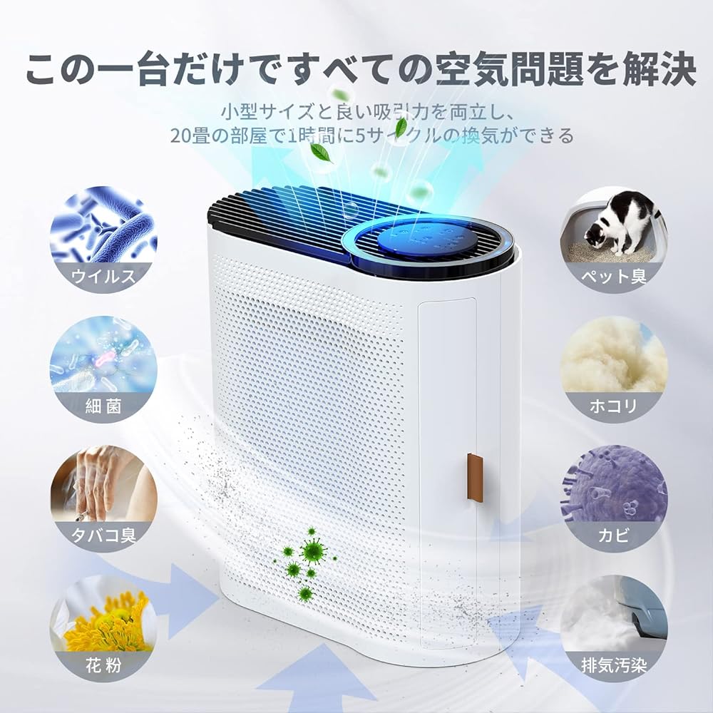 BREEZOME Air Purifier, 2023 Edition, Compatible with 20 Tatami Mats, UV Light, Disinfectant, Dust, Pollen, Tobacco, Cats, Dogs, Pets, Deodorization, 3 Stage Air Flow Adjustment, Automatic Control,