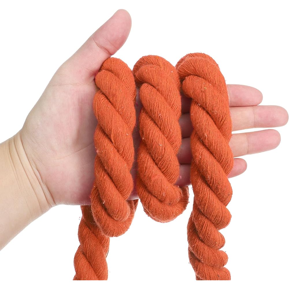 PATIKIL 15ft Tug of War Rope for Adults and Teens, 3-strand Natural Cotton Rope with Orange Flag for Garden Games and Team Building Activities